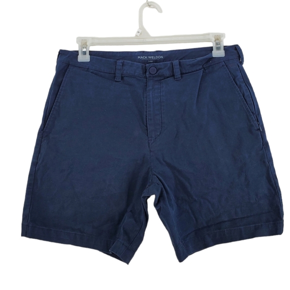 Mack Weldon 7” Shorts Men 34 Navy Chino Casual Comfort Maverick Tech Performance - Picture 12 of 12
